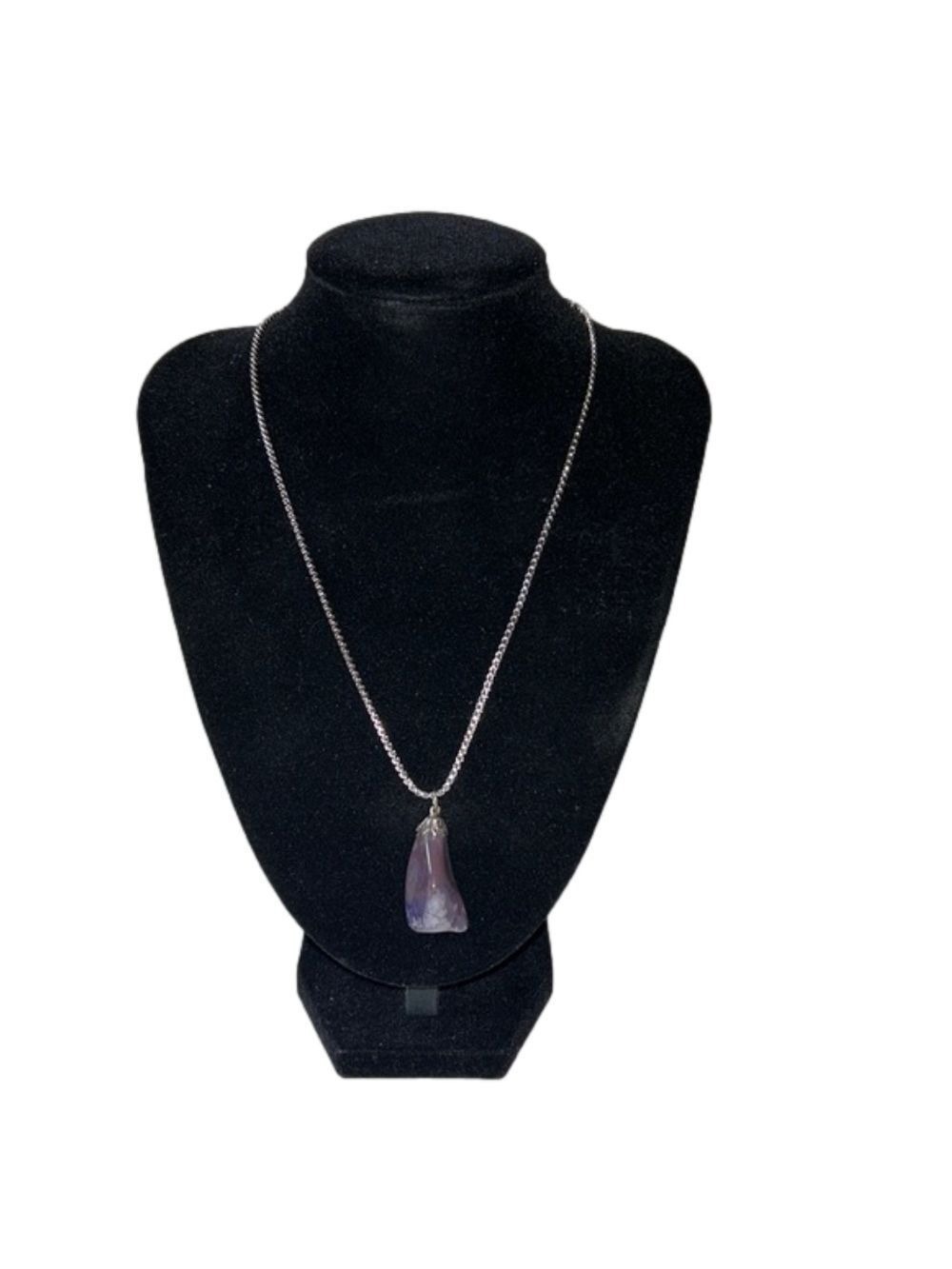 NECKLACE with a lovely purplish Stone of some kind! Silver chain.
